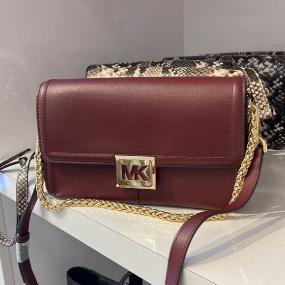 Michael Kors Sonia Medium Leather Shoulder Bag Merlot - Picture 11 of 16